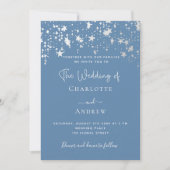 Dusty blue elegant luxe trouwuitnodiging kaart (Voorkant)
