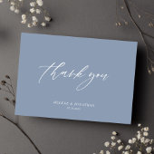 Dusty Blue Elegant Minimal Modern Wedding Bedankkaart