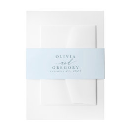 Dusty Blue Elegant Minimal Wedding Uitnodigingen Wikkel