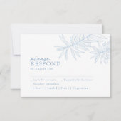 Dusty Blue Elegant Minimalist Botanical RSVP Kaartje (Voorkant)