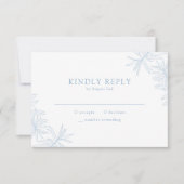 Dusty Blue Elegant Minimalist Botanical RSVP Kaartje (Voorkant)