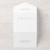 Dusty Blue Elegant minimalist Wedding All In One Uitnodiging (Buitenkant)