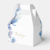 Dusty Blue Elegant Modern Bloemendoop Bedankdoosjes (Achterkant)