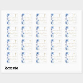 Dusty Blue Elegant Modern Bloemendoop Vierkante Sticker (Vel)