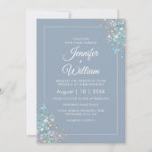 Dusty Blue Elegant Modern Holographic Glitter Chic Kaart (Voorkant)