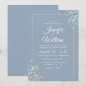 Dusty Blue Elegant Modern Holographic Glitter Chic Kaart (Voorkant / Achterkant)