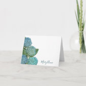 Dusty Blue Elegant Modern Hydrangea Floral Notitiekaartje (Voorkant)
