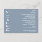 Dusty Blue Elegant Modern Minimalist Wedding Informatiekaartje (Voorkant)