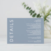 Dusty Blue Elegant Modern Minimalist Wedding Informatiekaartje (Staand voorkant)