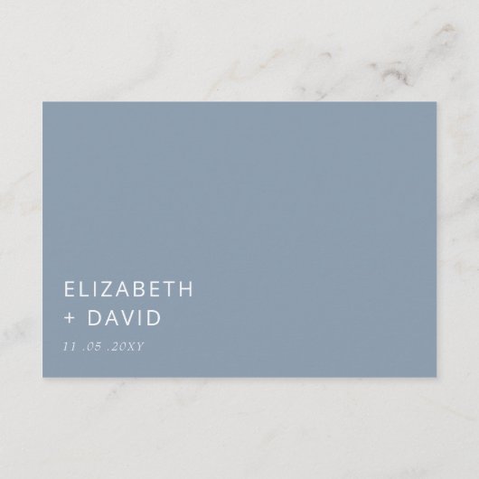Dusty Blue Elegant Modern Minimalist Wedding Informatiekaartje (Achterkant)
