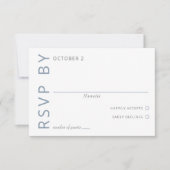 Dusty Blue Elegant Modern Minimalist Wedding RSVP Kaartje (Voorkant)