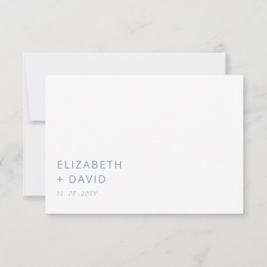 Dusty Blue Elegant Modern Minimalist Wedding RSVP Kaartje (Achterkant)