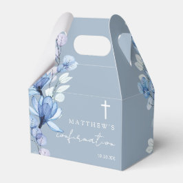 Dusty Blue Elegant Moderne Bloemen Bevestiging Bedankdoosjes
