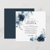 Dusty Blue Elegant Navy Botanical Vrijgezellenfees Kaart (Voorkant / Achterkant)