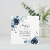 Dusty Blue Elegant Navy Botanical Vrijgezellenfees Kaart (Staand voorkant)