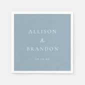 Dusty Blue Elegant Personalized Wedding Servet (Voorkant)