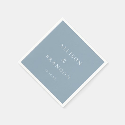 Dusty Blue Elegant Personalized Wedding Servet (Hoek)