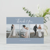 Dusty Blue Elegant Photo Weddenschap Hartelijk dan Kaart (Staand voorkant)