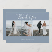 Dusty Blue Elegant Photo Weddenschap Hartelijk dan Kaart (Voorkant / Achterkant)