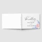 Dusty Blue Elegant Pink Floral Rustic Wedding Gastenboek (Volledig)