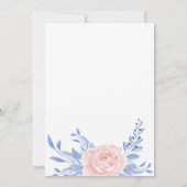 Dusty Blue Elegant Pink Floral Rustic Wedding Kaart (Achterkant)