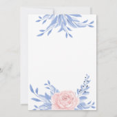 Dusty Blue Elegant Pink Floral Rustic Wedding Save The Date (Achterkant)
