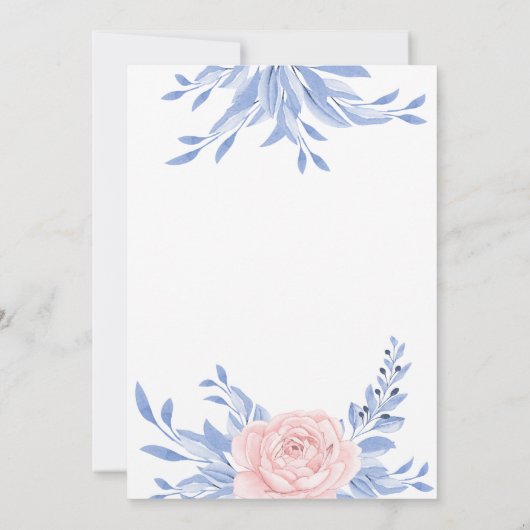 Dusty Blue Elegant Pink Floral Rustic Wedding Save The Date (Achterkant)
