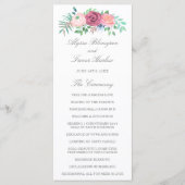 Dusty Blue Elegant Pink Floral Wedding Programmakaart (Voorkant)