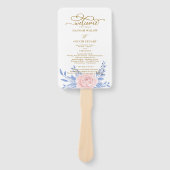 Dusty Blue Elegant Pink Floral Wedding Programs Handwaaier (Voorkant)