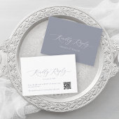 Dusty Blue Elegant QR Code RSVP Card Informatiekaartje
