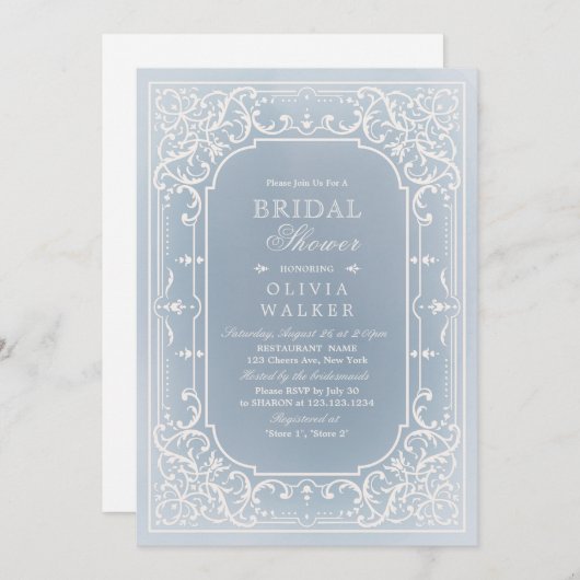 Dusty blue elegant romantisch Vrijgezellenfeest Kaart (Voorkant / Achterkant)