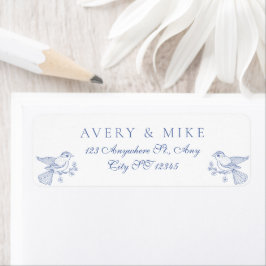 Dusty Blue Elegant  Rozen Crest Bruiloft Etiket