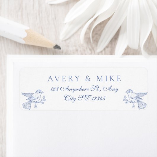 Dusty Blue Elegant  Rozen Crest Bruiloft Etiket (Insitu)