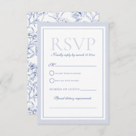Dusty Blue Elegant  Rozen Crest Bruiloft RSVP Kaartje