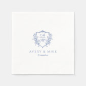 Dusty Blue Elegant  Rozen Crest Bruiloft Servet (Voorkant)