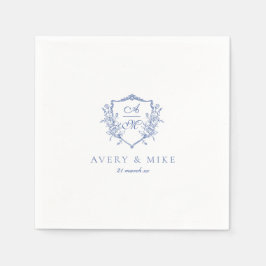 Dusty Blue Elegant  Rozen Crest Bruiloft Servet