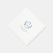 Dusty Blue Elegant Rozen Crest Bruiloft Servet (Hoek)