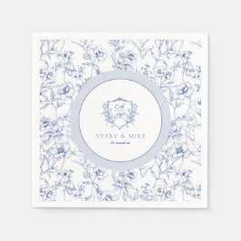 Dusty Blue Elegant  Rozen Crest Bruiloft Servet