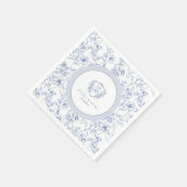 Dusty Blue Elegant Rozen Crest Bruiloft Servet (Hoek)
