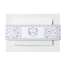 Dusty Blue Elegant  Rozen Crest Bruiloft Uitnodigingen Wikkel