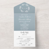 Dusty Blue Elegant Rustic Eucalyptus Unique All In One Uitnodiging (Binnen)