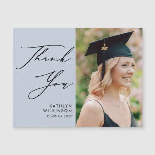 Dusty Blue Elegant Script Afstuderen Hartelijk dan