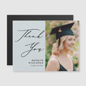 Dusty Blue Elegant Script Afstuderen Hartelijk dan (Voorkant / Achterkant)