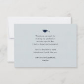 Dusty Blue Elegant Script Afstuderen Hartelijk dan Kaart (Achterkant)