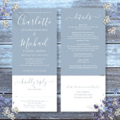 Dusty Blue Elegant Script All-in-One Weddenschap Kaart