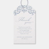 Dusty Blue Elegant Script Bedankt Cadeaulabel (Voorkant)