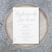 Dusty Blue Elegant Script Bridesmaids Luncheon Kaart