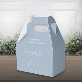 Dusty Blue Elegant Script bruiloft dank u Bedankdoosjes