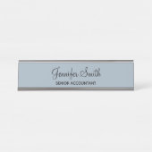 Dusty Blue Elegant Script Bureau Naambordje (Voorkant)