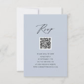Dusty Blue Elegant Script Eenvoudige QR bruiloft R RSVP Kaartje (Voorkant)